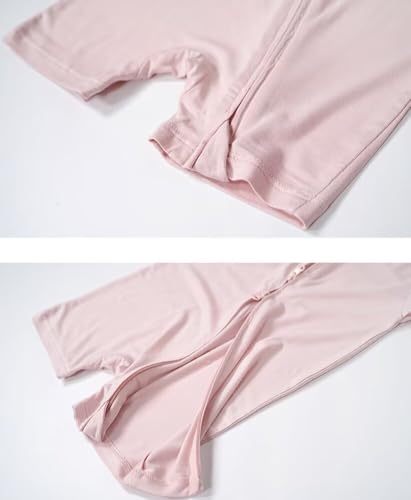 Teach Leanbh Unisex Baby 2 Pack Bamboo Viscose Pajamas Short Sleeve 2 Way Zipper Romper Jumpsuit Sleep and Play4