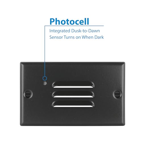 Image of NICOR Lighting STP2 Horizontal Louvered Black LED Step Light with Photocell (STP2L120HBKPC)