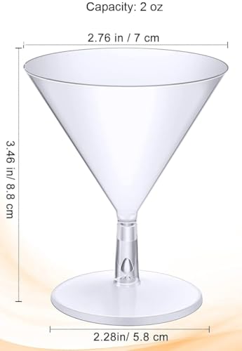 Zappy ZP-136 40 Disposable Mini Plastic Martini Glasses Clear Mini Dessert Cups Plastic Cocktail Glasses 2 Pc Martini Glass Dessert Glasses Parfait Cups 2 Oz Wine Shooter Shot Glasses Candy Bowls Trifle Party Bowl thumb #2