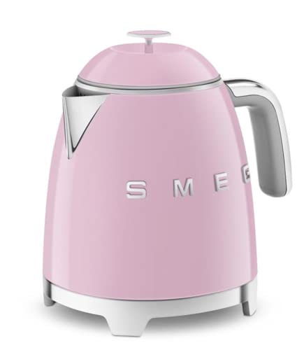 Smeg KLF05PKUK 0.8L Mini Kettle, Retro 50's Style, Anti-Slip Base, Auto Shut Off, 1400W, Pink