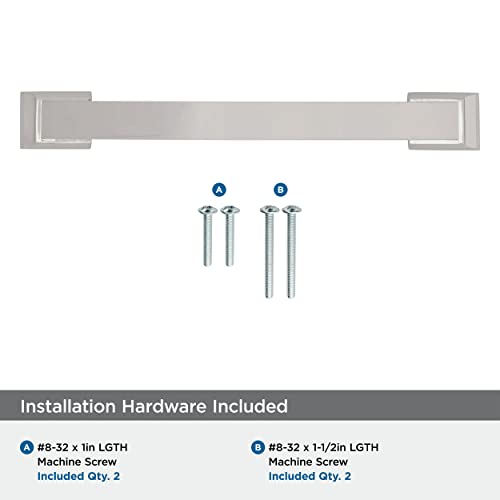 Image of Amerock | Cabinet Pull | Polished Nickel | 5-1 /16 inch (128 mm) Center to Center | Candler | 1 Pack | Drawer Pull | Drawer Handle | Cabinet Hardware