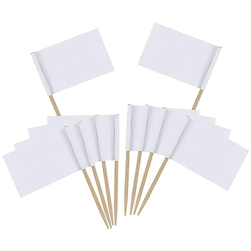100pcs Food Labels for Buffet,Food Flags,Party Food Labels,Blank Toothpick Flags Kraft Paper Food Labels (3.5 * 2.5cm) Fruit Picks for Party Food