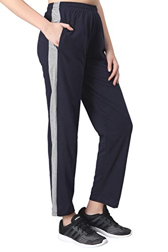 Image of Fflirtygo Women's Cotton Track Pants, Joggers for Women, Women�s Leisure Wear, Night Wear Pajama, Grey with Zip Pockets�for Sports Gym Athletic Training Workout