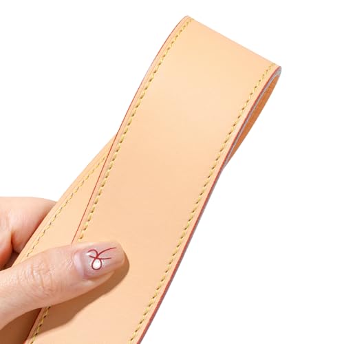 Image of Genuine Vachetta Leather Shoulder Bag Strap Replacement for Graceful Handbag(APRICOT-Length:25.6in)