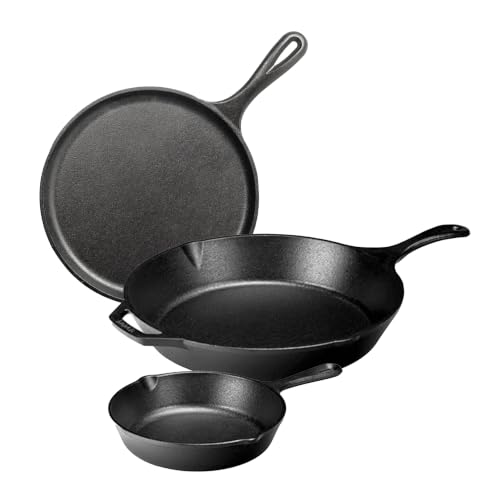 Lodge Pre-Seasoned Cast Iron Set - 3-Piece Skillet & Griddle Cookware - image 1