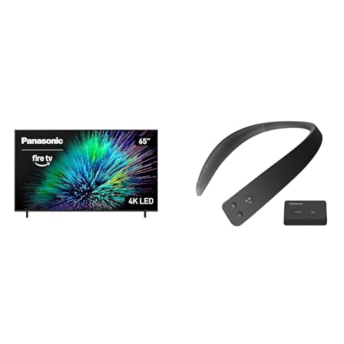 Panasonic W70 Series 65" 4K Ultra HD Smart Fire TV (2025 Model) with WN10 Wireless Wearable TV Neck Speaker Bundle