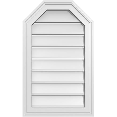 Ekena Millwork GVPOT16X2602SF Octagonal Top Surface Mount PVC Gable Vent, Factory Primed White