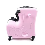 TFCFL Suitcase Kid Luggage Travel Fashionable Appearance Rideable Funny Suitcase Add Fun to The Journey Kid Gift 20in Recommended Age 2-12 Years Old Boy/Girl Suitcase PC Material (Pink)