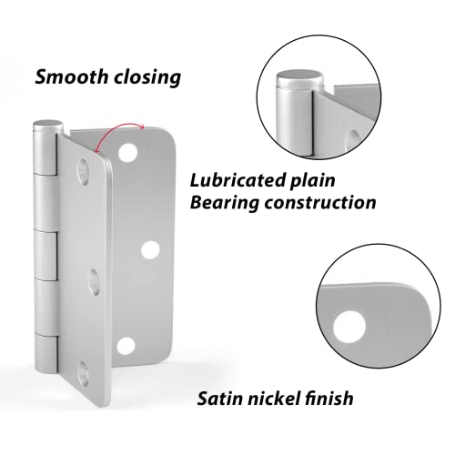 24 Pack Satin Nickel Brushed Door Hinges Haidms 3.5 Inch X 3.5 Inch Interior Door Hinges Silver Doors Hinges Satin Nickel Finish With 1/4" Radius Corners #TOP2