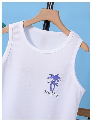 Image of Floerns Boys Boho Sleeveless Tank Top Tropical Print Shorts Set 2 Piece Outfit