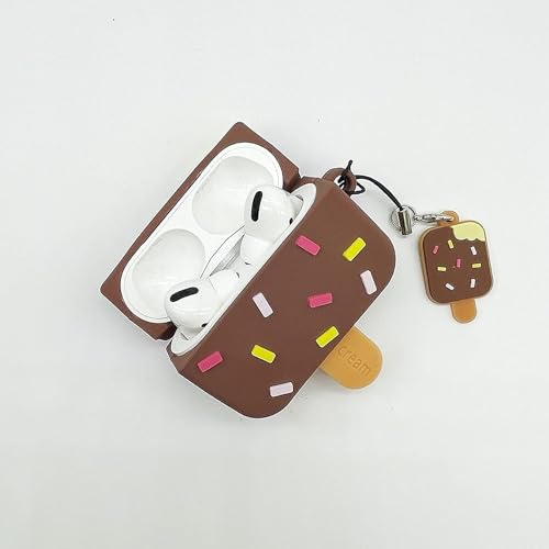 Image of Dezet Cute Soft Silicone Pouh Case for Airpods Pro GEN-2 (2022) � 3D Cartoon Animal Character Cover with Keychain Ring, Shockproof & Dustproof Protective Case for Kids & Girls (ICE Chocalate)