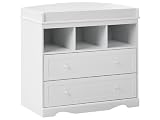 Beliani Baby Wickeltisch Kommode weiß schmal 50x90x86 cm 2 Schubladen 3 Regale Virden