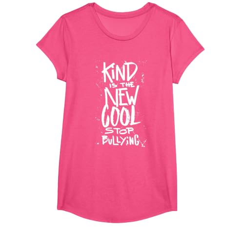 Kind is the new Cool - Stop Bullying - Anti Bully Kindness T-Shirt, Girls, Pink Heather, Medium