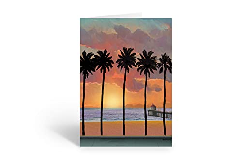 Image of Stonehouse Collection Beach Sunset Note Card Set | 24 Custom Boxed Note Cards | Personalized Beach Ocean Shore Note Cards | Boardwalk (Personalized)