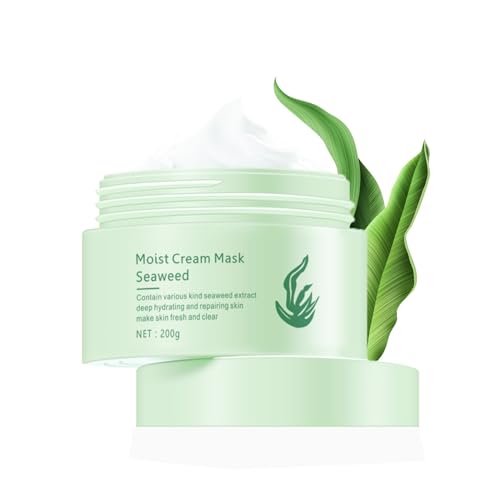 Seaweed Face Moisturizer, Seaweed Face Mud Mask Deep Hydrating Face Cream for Women Oil-Water Balance Facial Moisturizer for Oily and Dry Skin Repairing Barrier and Nourishing Skin,7.05Oz