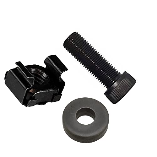 Image of Rpi shop - Server Rack & Cabinet M6 Cage Nuts With Mounting Screws, Washer & Allen Key, Black Finish, 30 set