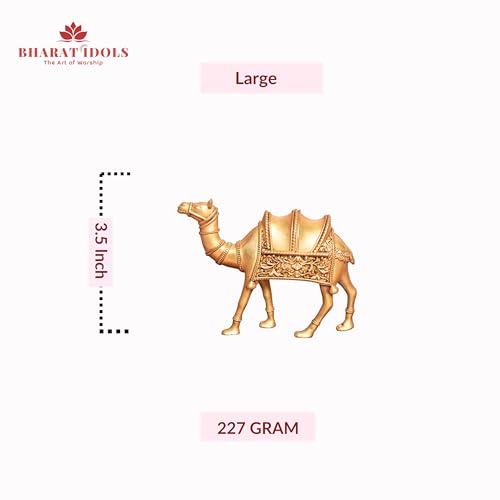 Image of 100% Pure Brass Camel Statue - Single | Decorative Camel Idol for Home Decor, Vastu, Office Table & Rajasthani Showpiece | Pack of 1 Piece
