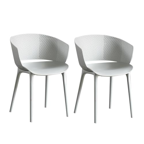 Juego de 2 sillas de Cocina Modernas apilables de plástico, Ideales para Interiores y Exteriores, Ideal para Sala de Estar, Restaurante, Color Gris.