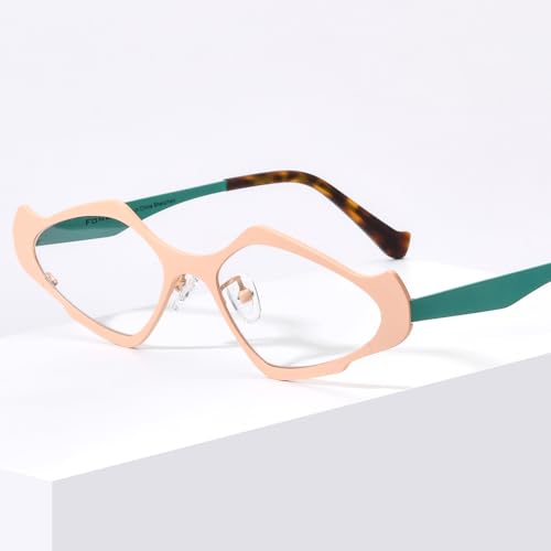 Image of FONEX Colorful Pure Titanium Glasses Frame Women Retro Round Eyeglasses