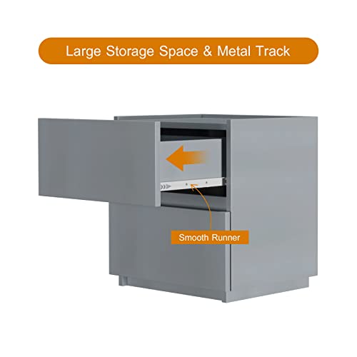 Furtble Stackable 2-Drawer Dresser, Multi-Purpose Storage Closet Cube For Bedroom, Storage Cabinet For Entryway, Nightstand Sofa Beside Table Drawer Chest, 15.8 In, Gray #TOP4