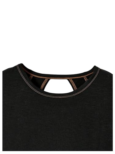 Image of SOLY HUX Women Open Back Tops Workout Backless Tee Casual Athletic Shirts Short Sleeve Oversized Gym T Shirt