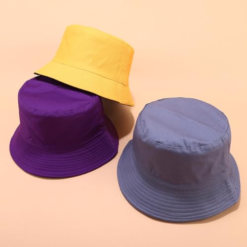 Image of Quanhaigou Bucket Hats Unisex Summer Travel Beach Fisherman Cap for Men Women Teens (Plain Purple Black)