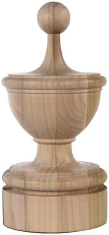 Staircase Finial Newel Post Cap FN-0107, Poplar Wood (10" H X 4 3/4" W)