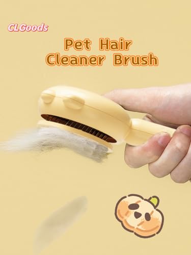Image of Pet Grooming Comb with One-Button De-Shedding, Pet Dematting Comb,Dogs Cats Comb, Pet Hair Cleaner Brush (Yellow), blue