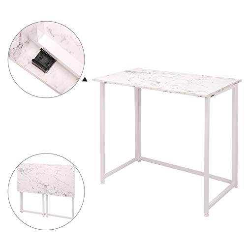 Leopard Outdoor Products Folding Computer Desk For Small Spaces, Space-Saving Home Office Desk, Foldable Computer Table, Laptop Table, Writing Desk, Compact Study Reading Table (Marble White) #TOP6