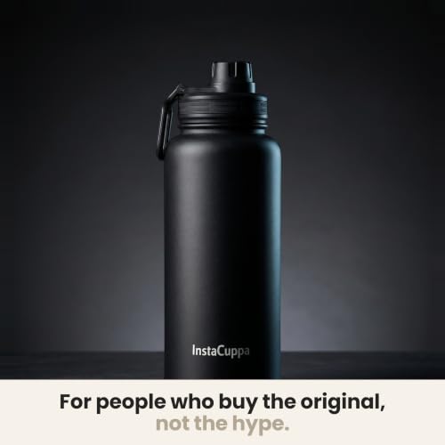 Image of InstaCuppa Thermos Bottle 1000 mL, Double-Wall Thermos Flask, Vacuum Insulated Stainless Steel | Retains Hot and Cold Temperatures, Black