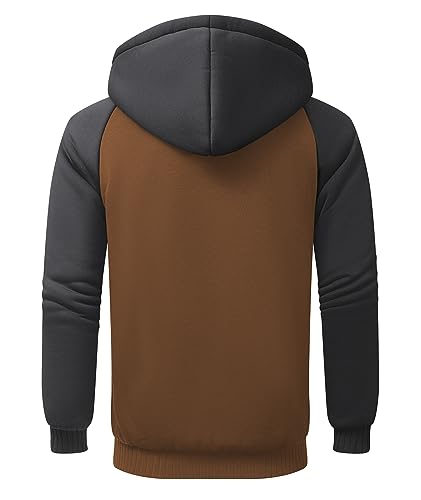 Image of GEEK LIGHTING Men's Fleece-Lined Zip Up Hoodie, Thick Hooded Jacket Winter Warm Athletic Sweatshirt