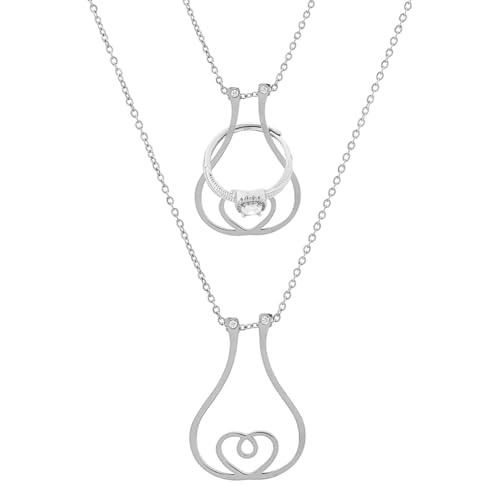 Hobbspring Collar Portaanillos de Acero Inoxidable Color Boda Compromiso Colgante Collar Vintage Joyería para Esposa Prometida Enfermera Regalo para Mujer