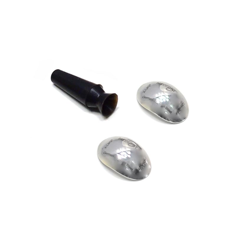 Corneal Eye Shield Protector, Stainless Steel with Suction Pump, 32mm X 21mm (X-Large), Set of 3