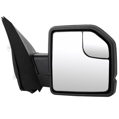 ROADFAR Towing Mirror Fit for 2015-2020 For Ford For F-150 Pickup Passengers Right Side Power Adjusted, Turn Signal Light, with Black Cap Housing, Manual Folding and Telescoping, Temperature Sensor