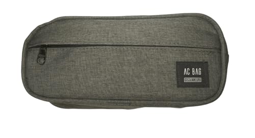 Estojo Monte Carlo AC BAG 2 Zíperes, Poliéster, Mescla, 24x11x7 cm, Escolar e Profissional (Preto Mescla)