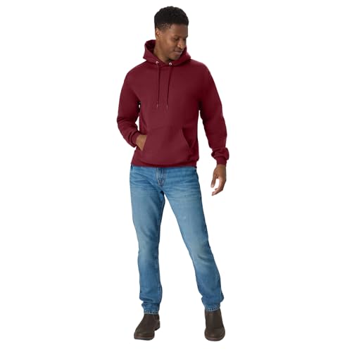 Image of Hanes Men's, EcoSmart, Cotton-Blend Hooded Sweatshirt, Plush Fleece Pullover Hoodie