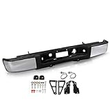 JSBOYAT Rear Step Bumper Fit for 2007-2013 Chevy Silverado 1500/07-13 GMC Sierra 1500 Chrome Steel Back Bumper Assembly without Sensor Holes