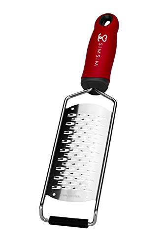 SimSim Zwei-Wege-Reibe - Profi Zester Reibe- Edelstahl - extrem scharf - spülmaschinengeeignet - roter Griff