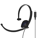 Koss CS195 USB Single-Sided On-Ear Communication Headset, Noise-Cancelling Electret Microphone, Flexible Microphone Arm, Wired with USB Plug, Black