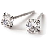 PLUSTER ピアス 一粒 金属アレルギー対応 チタン (4mm ホワイト カラー) 小さい 小さめ つけっぱなし スタッド シンプル (専用ポーチ付き)/ レディース メンズ