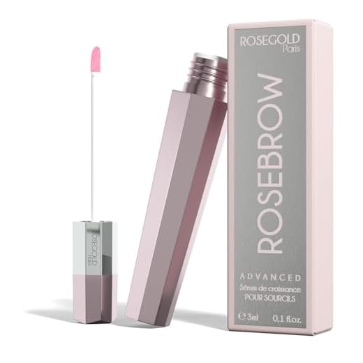 Rosebrow Advance Augenbrauenserum, natürliches Roségold, Wachstums-Augenbrauenserum mit + lang + dick, hormonfrei, vegan (1 Monat)