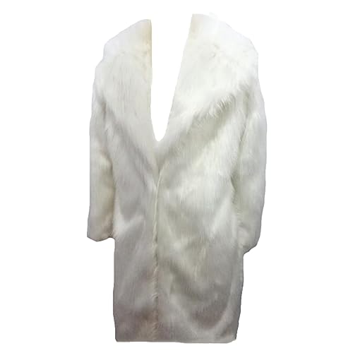 Lisa Colly Men's Winter Parka Warm Furry Lapel Faux Fur Coat Jacket Long Overcoat Outwear