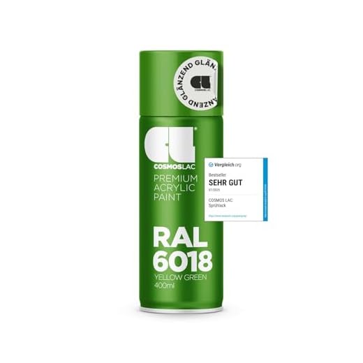 Cosmos LAC Acryllack Sprühdose, glänzend - Sprühlack Farbspray DIY Lackspray Sprühfarbe Sprühdose (RAL 6018 - gelbgrün)