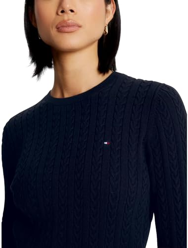 Tommy Hilfiger Women's Flag Logo Crewneck Cable Kint Sweaters Collection 20253