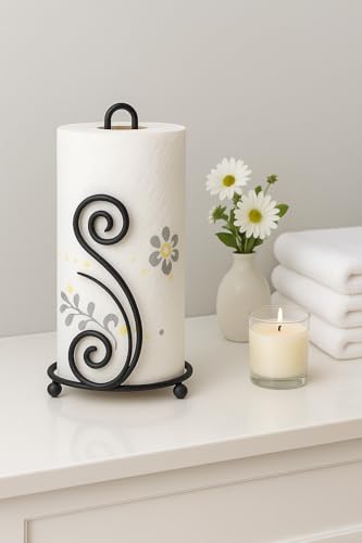 Image of Craft Expertise Tissue Paper Holder - Black Iron Toilet Paper Holder for Bathroom -Toilet Roll Holder & Organizer - Durable Toilet Tissue Rack (Length 4.5 x Width 4.5 x Height 9 Inches) (Napkin-SS)