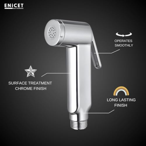 Image of ENICET ABS Health Faucet Gun for Toilet, Chrome Finish, HELFO Set Gun | Without Hose, Splash Free Design, Smooth Lever, Jet Spray