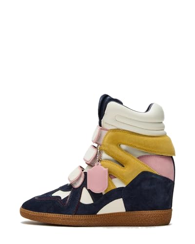 Wedge Sneakers Heels for Women High Heel Tennis Suede Triple Band Trappy Round T-Toe Casual Vintage Fashion Dressy Comfy Campus Trendy