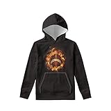 Coloranimal Boy's Hoodies Fashion Fire Football Prints Sport Sweatshirts with Kangaroo Pocket Kids Youth Casual Hooded Pullover Sweater Tops Age 14-16Year Old