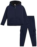 Quad Seven Toddler Boys Sweatsuit Set - 2 Piece Sherpa Fleece Lined Zip Up Boys Hoodie and Cargo Sweatpants (Sizes: 2T-7), Size 7, Navy