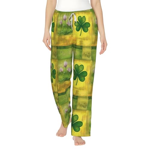 Pantalon de pyjama irlandais St Patrick en polaire trèfle pour femme